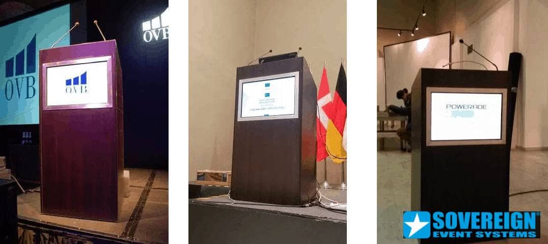 Ενοικίαση ξύλινου αναλογίου με οθόνη 22 ιντσών Ενοικίαση ξύλινου αναλογίου Statesman με οθόνη 22 ιντσών